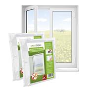 EASYmaxx Moustiquaire de fenêtre avec Velcro | Peut être découpée jusqu'à 150 x 130 cm | Montage facile de la protection anti-insectes - sans percer ni visser | Bande Velcro autocollante [2 Pièces]