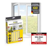 EASYmaxx Moustiquaire fenêtre 110 x 130 cm blanche - 12 fixations magnétiques, découpe ajustable