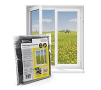 EASYmaxx Moustiquaire de fenêtre avec Velcro | Peut être découpée jusqu'à 110 x 130 cm | Montage facile de la protection anti-insectes - sans percer ni visser | Bande Velcro autocollante [Noir]