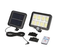 EASYmaxx Projecteur solaire LED avec détecteur de mouvement | Avec capteur crépusculaire et panneau solaire séparé à fixer au mur de la maison, au carport, etc. | Télécommande incluse