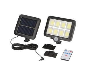 EASYmaxx Projecteur solaire LED avec détecteur de mouvement | Avec capteur crépusculaire et panneau solaire séparé à fixer au mur de la maison, au carport, etc. | Télécommande incluse