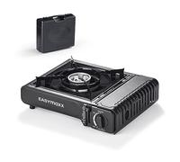 EASYmaxx Réchaud à gaz portable | Réchaud de camping compact avec mallette de transport | Réchaud d'extérieur réglable en continu avec allumage piézo automatique pour camping, festival, randonnée