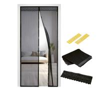 EASYmaxx Rideau de porte 90 x 210 cm"Magic Click" | Pour protéger contre les mouches et autres insectes | Fermeture magnétique pratique, montage adhésif facile [noir]