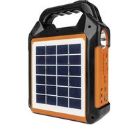 EASYmaxx Kit générateur Solaire 10000mAh | 2 Modes de Recharge: Panneau Solaire ou USB | pour recharger téléphone Portable, powerbank, etc. | Radio FM intégrée et Haut-parleurs Inclus [Noir/Orange]