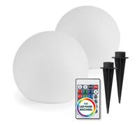 EASYmaxx Solar-Leuchte 2er Set 20cm Blanc Ampoule LED Kugel Farbwechsel