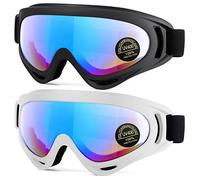 EasYoung Lot de 2 lunettes de ski compatibles avec les lunettes de snowboard pour enfants, adolescents, jeunes, garçons, filles, lunettes de moto, lunettes de protection contre le vent