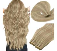 Easyouth 30cm Extension Cheveux Naturel Tissage Blonde Tissage Cheveux Vrais Extension Blond Clair à Blond Blanchie Double Trame Extensions de Tissage Remy Humain 70g #16P22