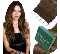 Easyouth Balayage Adhesif Extension Cheveux Naturel Marron Adhesive Extension Cheveux Humains Ombre Brun Tape in Hair Extensions Adhesif Remy Hair 20Pouces 50g 20Pcs #2/8/2