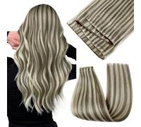 Easyouth Blond Extension de Cheveux Naturel Tissage Butterfly Weft Ash Brown avec Platine Blonde Cheveux Humains Remy PU OVO Texture Longue et Lisse 60cm 100g #P8/60