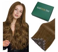 Easyouth Brun Extension Cheveux Naturel Clip 50cm Extension Clip Cheveux Humain Invisible Brun Rmey Cheveux a Clip Extension Double Trame Droit #4 120g 7Pcs