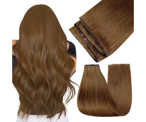 Easyouth Butterfly Weft Extension Brun Extension Cheveux Naturel Tissage Brun Cuivré Cheveux Naturel Humains Remy Tissage Invisible à Trous PU 55cm 1 Pièce 100g #330