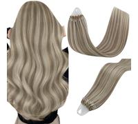 Easyouth Extension a Froid Cheveux Naturel Blond Micro Ring Extension Cheveux Humain Invisible Ash Brown à Platine Blonde Highlight Extensions Micro Loop Remy Hair Lisse #8P60 45cm 50g