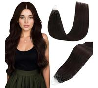 Easyouth Extension a Froid Cheveux Naturel Invisible Brun Foncé Extension Cheveux Humain Micro Ring Brun Foncé Extensions Anneaux Hair Vrais Cold Fusion #2 40cm 50g