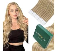 Easyouth Extension Adhesive Cheveux Naturel 50cm Blond Fraise à Blond Bleach Highlight Extensions Cheveux Humain Adhesif Lisse 50g 20Pcs #27P613