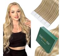 Easyouth Extension Adhesive Invisible Cheveux Naturel Blond Extensions Cheveux Humain Adhesif Blonde Fraise Highlight Blond Bleach Remy Hair Extensions Adhesive Droit 35cm 40g 20Pcs