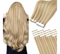 Easyouth Extension Adhesive Invisible Cheveux Naturel Blonde Adhesif Cheveux Extension Remy Blond Fraise à Blond Bleach Extension Cheveux Humain Adhesif Droit 50cm 50g 20Pcs