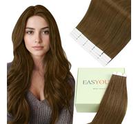 Easyouth Extension Adhesive Invisible Cheveux Naturel Brun Remy Adhesif Extension Cheveux Brun Foncé Extension Cheveux Humain Adhesif Droit #4 50cm 50g 20Pcs