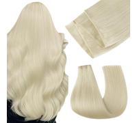 Easyouth Extension Cheveux Humains Tissage Papillon Invisible PU OVO Blonde Extensions de Cheveux Naturel à Tissage Papillon Blanche Blonde Butterfly Weft Extensions 45cm 100g #1000
