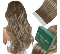 Easyouth Extension Cheveux Naturel Adhésif Ombre Blond 50cm #6/60/6 50g | Invisible Extension Adhésive Cheveux Humain, Balayage Brun Moyen à Platine Blond, Vrais Droit pour Soirée 20pcs/paquet