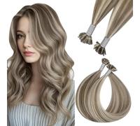 Easyouth Extension Cheveux Naturel Keratine Blond Extension Cheveux Humain a Chaud Brun a Platinume Blonde Highlight Hot Fusion U Tip Cheveux Extension Remy Lisse 35cm 1g/s 50g #8P60