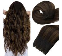 Easyouth Extension Cheveux Naturel Tissage Balayage Extension Tissage Cheveux Humain Brun à Gris Brun Ombre Weft Hair Extension Vrais Lisse 35cm 70g #2/8/2