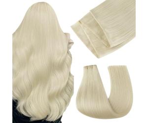 Easyouth Extension Cheveux Naturel Tissage Papillon Invisible PU Blonde Extension de Cheveux Humains Butterfly Weft Blanche Blonde Double Weft PU OVO 50cm 100g #1000
