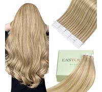 Easyouth Extension de Cheveux Adhésive Naturel 35cm Blond Fraise à Bleach Highlight Humain Remy Hair Extension Adhesive Cheveux Naturel Tape in Hair Extensions40g 20Pcs #27P613