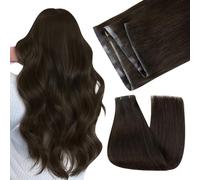 Easyouth Extension de Cheveux Naturel Butterfly Weft Brun le plus Foncé Cheveux Humains Remy Tissage à Trous PU OVO Brun Volumineuses et Épaisses 50cm 100g #2
