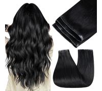 Easyouth Extension de Cheveux Naturel Butterfly Weft Noir de Jais 55cm 100g | Extension Cheveux Naturel Humains Tissage Noir, Tissage Invisible à Trous PU OVO, Look Glamour, Événement