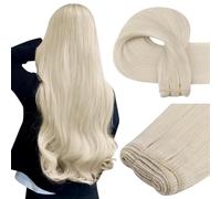 Easyouth Extension Tissage Cheveux Naturel Blond 35cm Extension Cheveux Humain Tissage Blond Blanc Double Trame Extension de Tissages Remy pour les Femmes 70g #1000