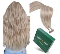 Easyouth Nano Ring Extensions Blond Remy Hair Extension Anneaux Cheveux Naturelle Lisse Nano Loop Extension Invisible Cheveux Humain Cendré avec Bleach Blond 60cm 50pcs #18/613