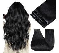 Easyouth Tissage Naturel Cheveux Humains Weft Butterfly Noir Extension Cheveux Naturel Weft Butterfly Noir Tissage Invisible à Trous PU OVO 65cm 100g #1