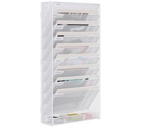 EasyPAG 10 Compartiments Assembler Métal Porte Document Mural A4 Porte Revue Suspendu Organisateur de Bureau à Suspendre Banette de Rangement Range Papier Corbeille a Courrier Murale,Blanc