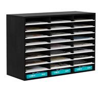 EasyPAG 27 Compartiments Bois Corbeilles à Courrier A4 Banette de Rangement Bureau Porte Revue Organisateur de Magazine Range Document Bannette Papier,Noir