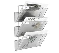 EasyPAG 3 Compartiments Assembler Métal Maille A4 Porte Document Mural Porte Revue Suspendu Organisateur de Bureau à Suspendre Banette de Rangement Range Papier Corbeille a Courrier Murale,Argent
