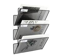 EasyPAG 3 Compartiments Assembler Métal Maille A4 Porte Document Mural Porte Revue Suspendu Organisateur de Bureau à Suspendre Banette de Rangement Range Papier Corbeille a Courrier Murale,Noir