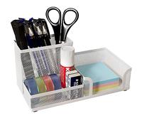 EasyPAG 3 Compartiments Métal Organisateur de Bureau Range Bureau Rangement Bureau Pot à Crayon Porte Stylo,Blanc