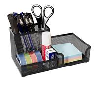 EasyPAG 3 Compartiments Métal Organisateur de Bureau Range Bureau Rangement Bureau Pot à Crayon Porte Stylo,Noir