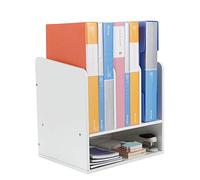 EasyPAG 4 Compartiments Bois Porte Revue Corbeilles à Courrier A4 Banette de Rangement Bureau Organisateur de Magazine Range Document Bannette Papier,Blanc