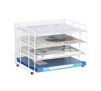 EasyPAG 4 Compartiments Métal Corbeilles à Courrier A4 Banette de Rangement Bureau Porte Revue Organisateur de Magazine Range Document Bannette Papier,Blanc