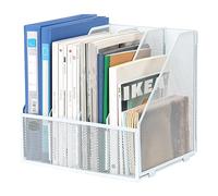 EasyPAG 4 Compartiments Métal Maille A4 Vertical Porte-Revues,Banette de Rangement Bureau,Corbeilles à Courrier,Organisateur de Magazine,Range Document,Bannette Papier,Blanc