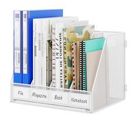 EasyPAG 4 Compartiments Métal Maille A4 Vertical Porte-Revues,Banette de Rangement Bureau,Organisateur de Magazine,Corbeilles à Courrier,Bannette Papier,Range Document pour Bureau & Maison,Blanc