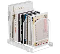 EasyPAG 5 Compartiments Métal A4 Vertical Porte-Revues,Banette de Rangement Bureau,Organisateur de Magazine,Corbeille à Courrier,Bannette Papier,Range Document pour Bureau & Maison,Blanc