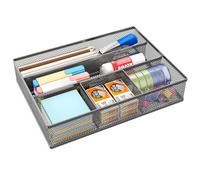 EasyPAG 5 Compartiments Métal Maille Organisateur de Tiroir Range Bureau Porte Stylo,Argent