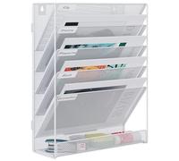EasyPAG 6 Compartiments Assembler Métal Porte Document Mural A4 Porte Revue Suspendu Organisateur de Bureau à Suspendre Banette de Rangement Range Papier Corbeille a Courrier Murale,Blanc