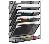 EasyPAG 6 Compartiments Assembler Métal Porte Document Mural A4 Porte Revue Suspendu Organisateur de Bureau à Suspendre Banette de Rangement Range Papier Corbeille a Courrier Murale,Noir
