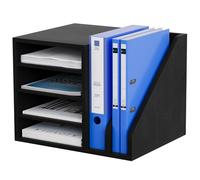 EasyPAG 6 Compartiments Bois Corbeilles à Courrier A4 Banette de Rangement Bureau Porte Revue Organisateur de Magazine Range Document Bannette Papier,Noir