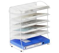 EasyPAG 6 Compartiments Métal Corbeilles à Courrier A4 Banette de Rangement Bureau Porte Revue Organisateur de Magazine Bannette Papier Range Document,Blanc