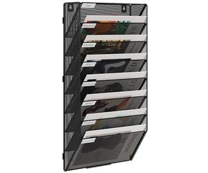 EasyPAG 8 Compartiments Assembler Métal Porte Revue Mural Porte Document Suspendu A4 Organisateur de Bureau à Suspendre Banette de Rangement Range Papier Corbeille a Courrier Murale,Noir