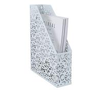 EasyPAG Métal Porte Revue Vertical Corbeilles à Courrier A4 Banette de Rangement Bureau Organisateur de Magazine Range Document Bannette Papier,Blanc
